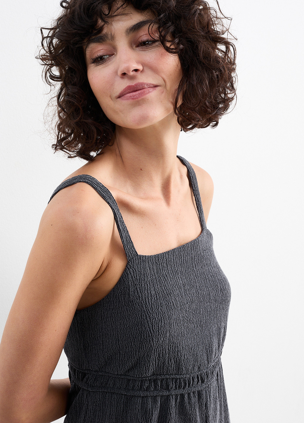 Комбинезон C&A комбинезон-брюки однотонный тёмно-серый кэжуал полиэстер