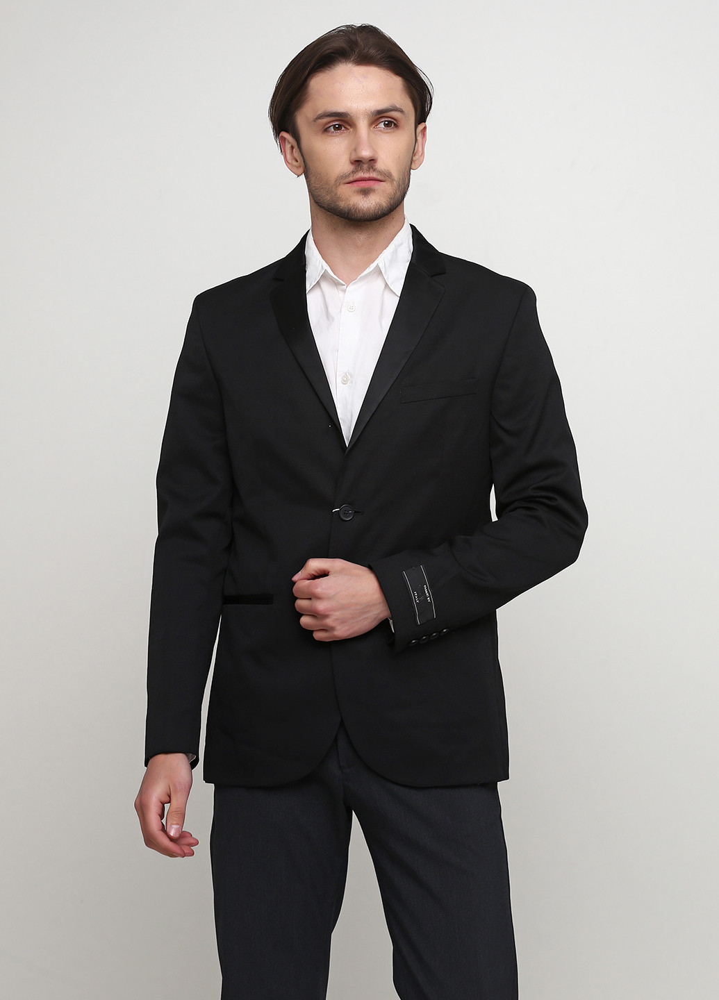 Пиджак H&M однотонный чёрный кэжуал шерсть