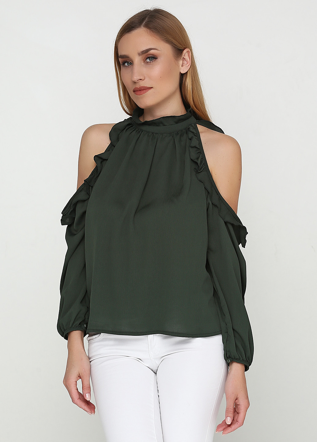 Оливковая (хаки) демисезонная блуза Lumina