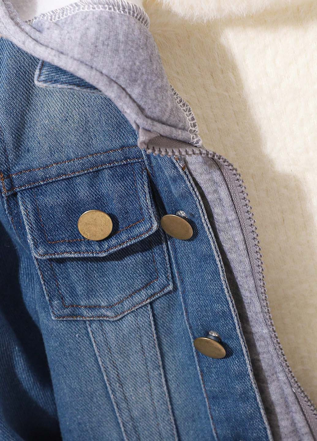 Темно-блакитна демісезонна куртка SHEIN