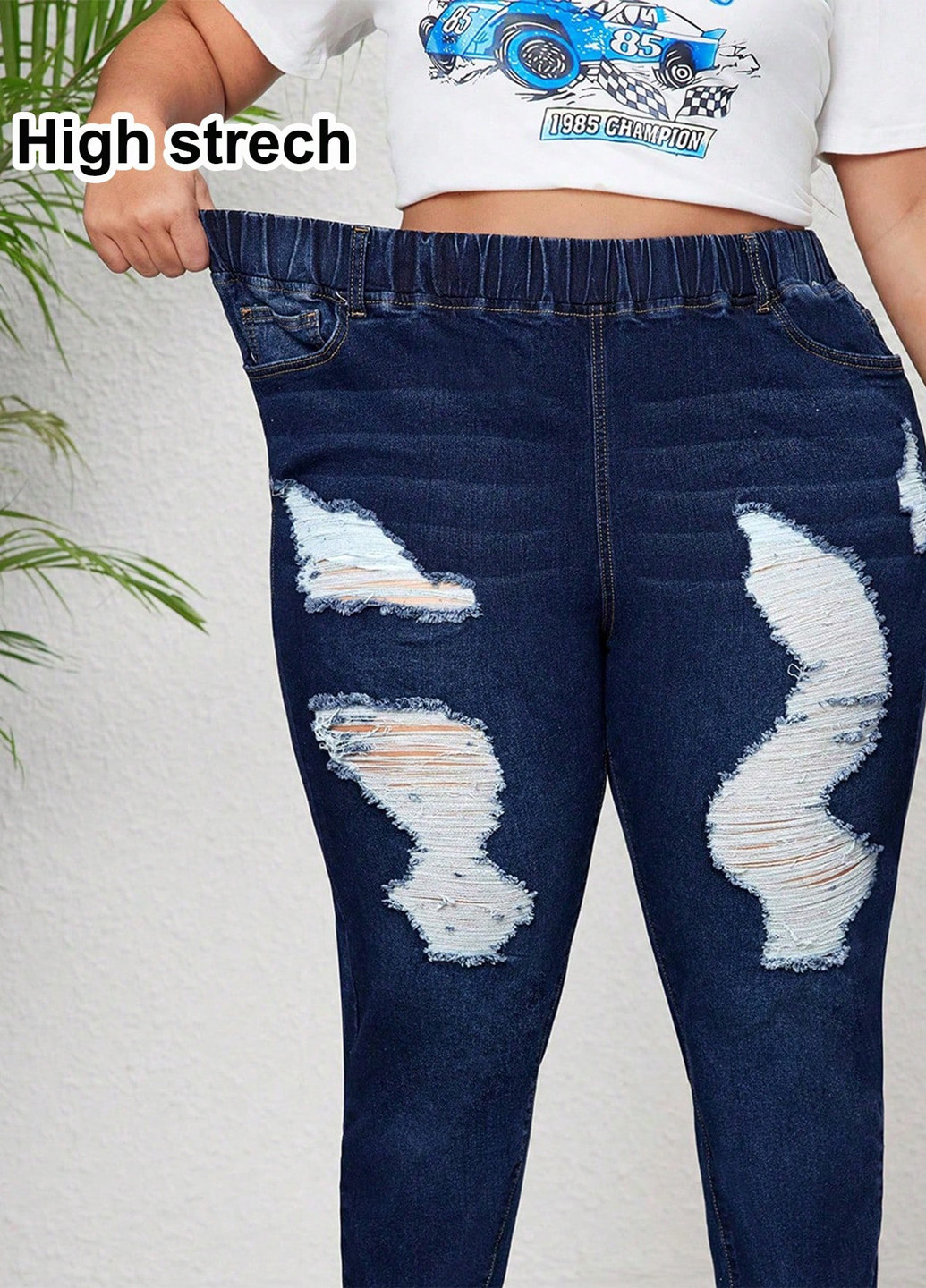 Темно-синие демисезонные джинсы SHEIN