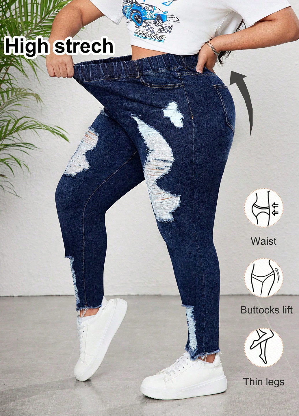 Темно-синие демисезонные джинсы SHEIN