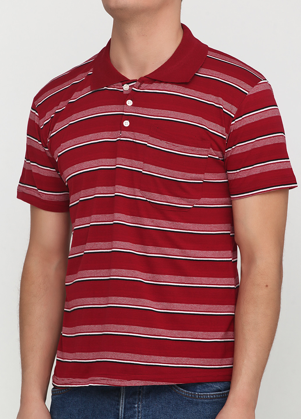 Светло-бордовая футболка-поло для мужчин Chiarotex в полоску