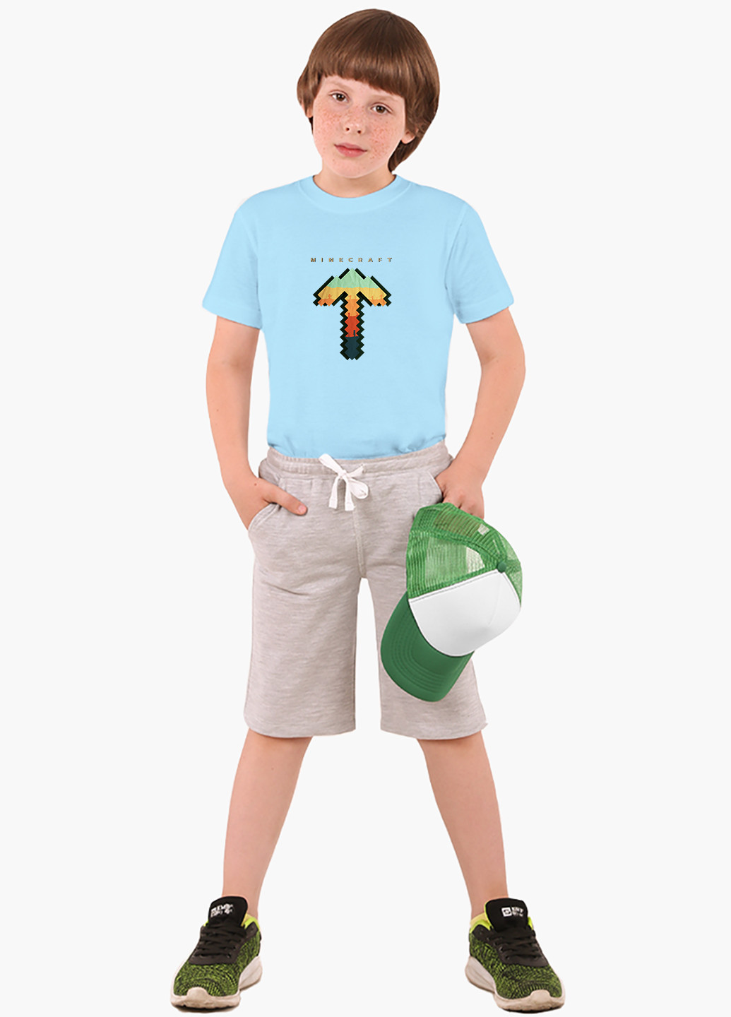 Блакитна демісезонна футболка дитяча майнкрафт (minecraft) (9224-1169) MobiPrint