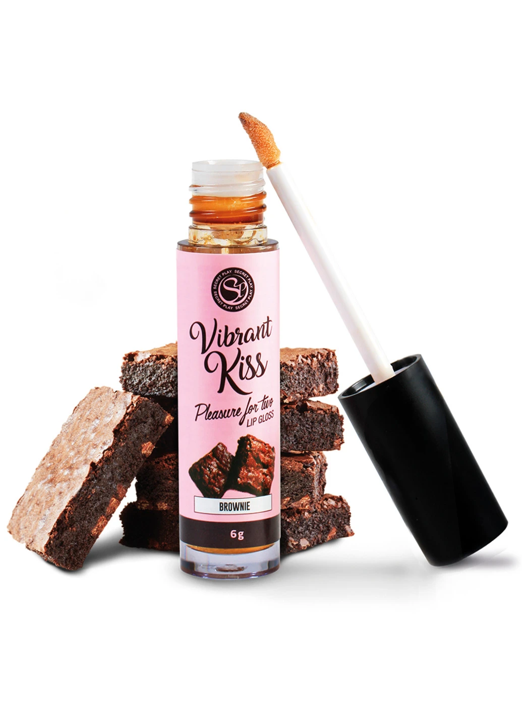 Блеск для губ с эффектом вибрации Brownie Lip Gloss Vibrant Kiss, 6 мл Secret Play (251903335)