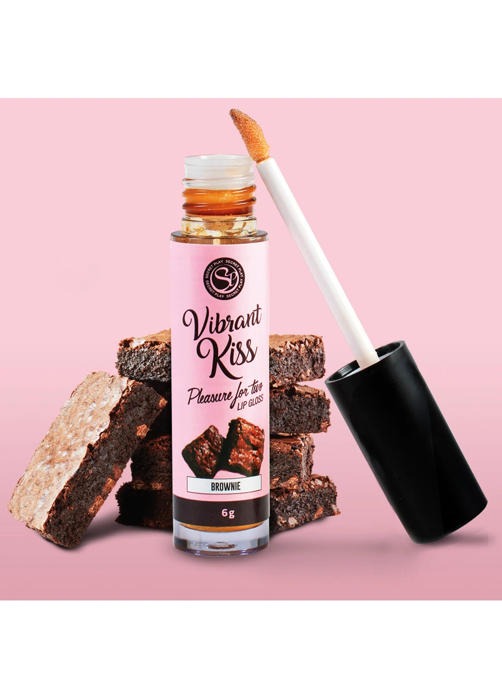 Блеск для губ с эффектом вибрации Brownie Lip Gloss Vibrant Kiss, 6 мл Secret Play (251903335)