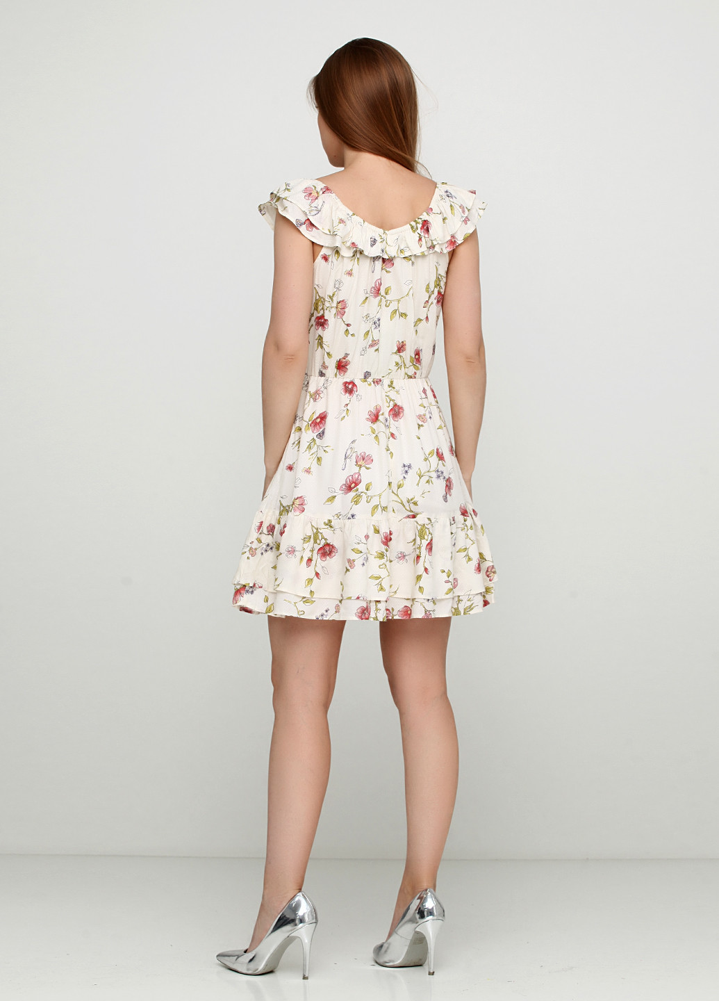 Молочна кежуал плаття, сукня C&A з квітковим принтом