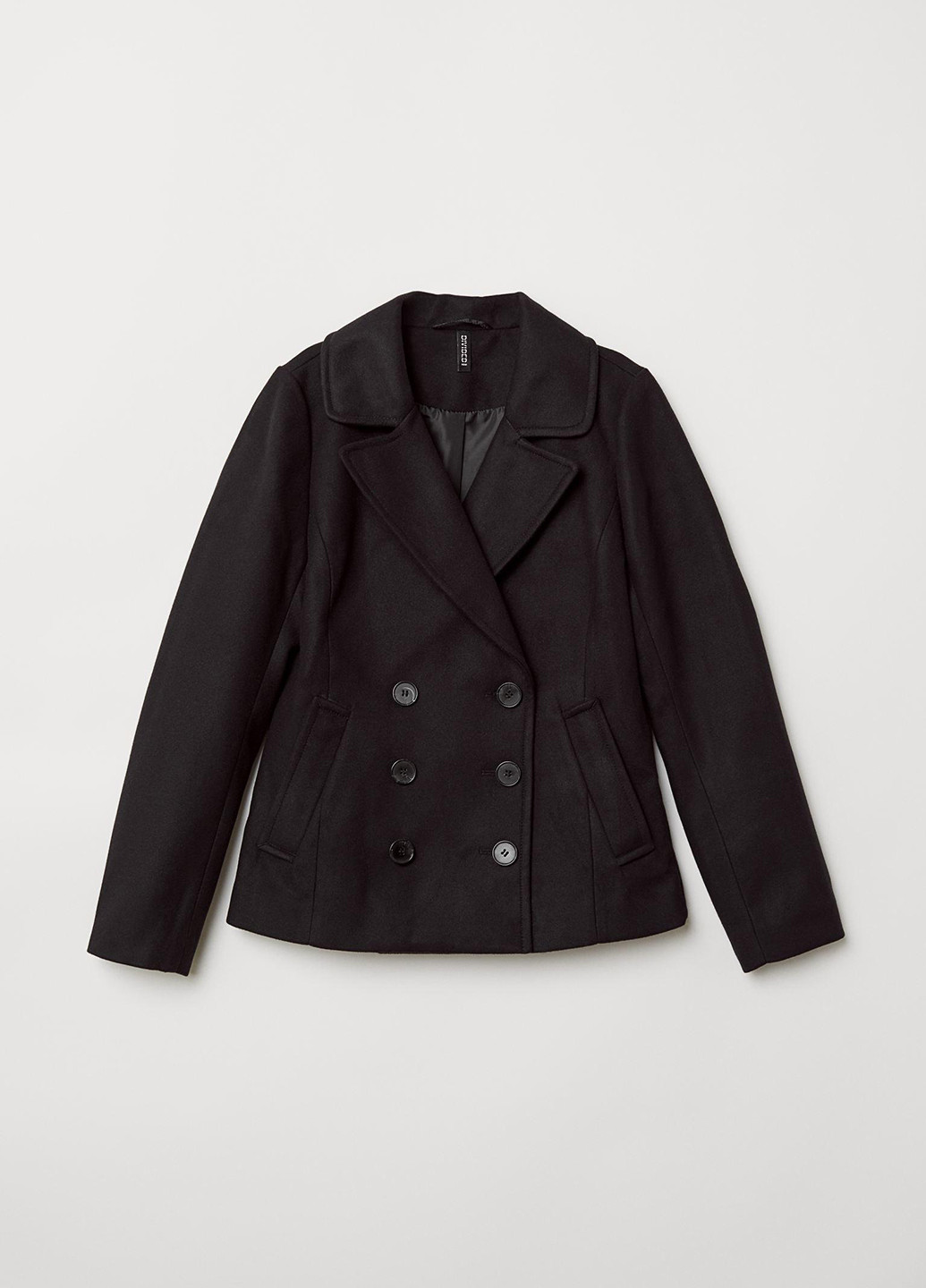 Черное Кэжуал пальто двубортное H&M однотонное