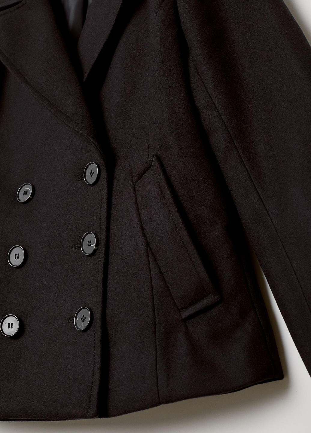 Черное Кэжуал пальто двубортное H&M однотонное