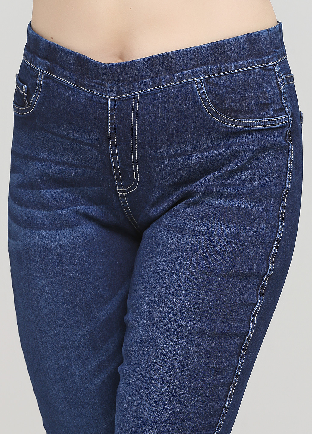 Джеггінси двосторонні Fashion news однотонні темно-сині джинсові бавовна