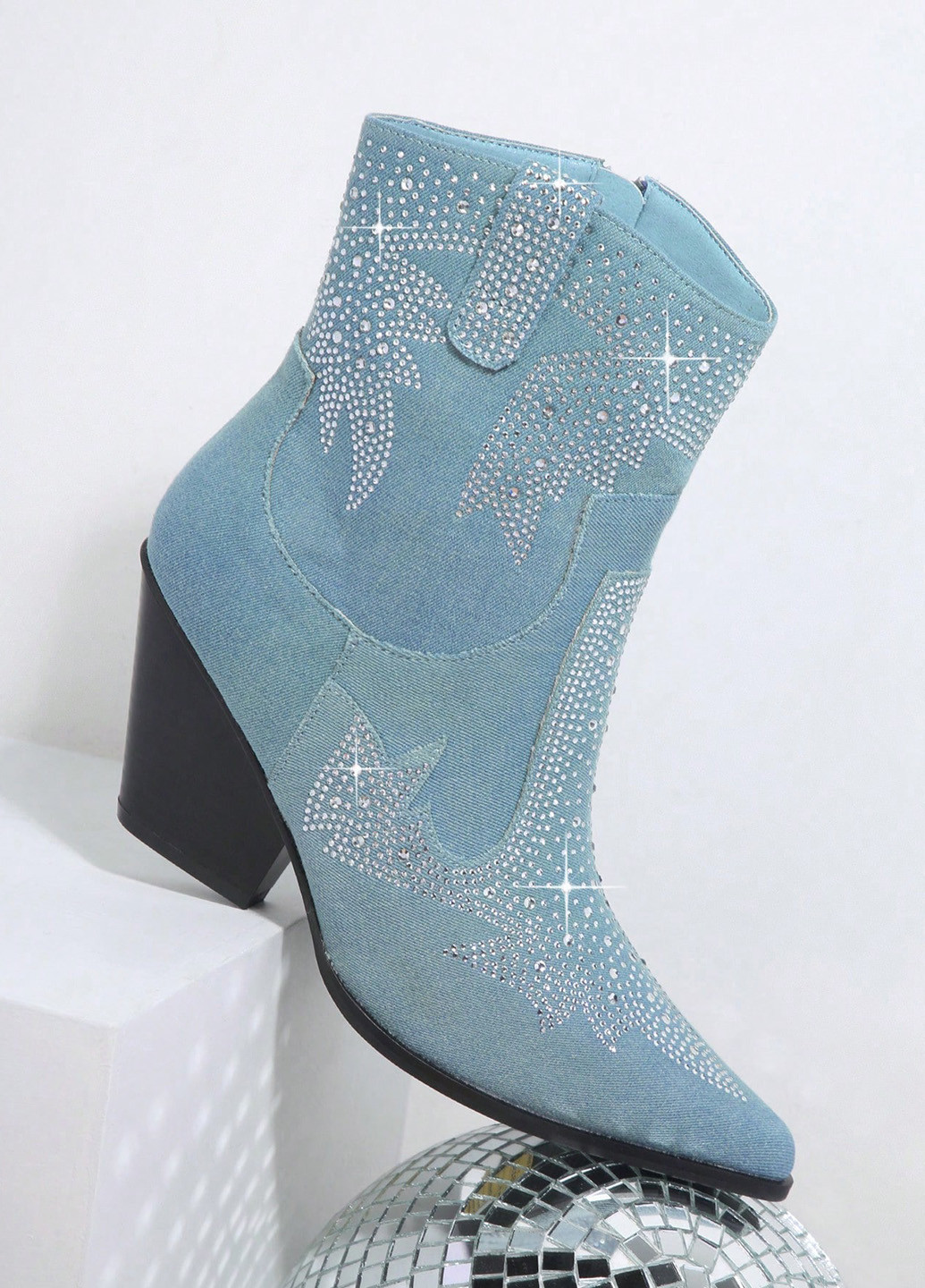 Голубые осенние ботильоны SHEIN