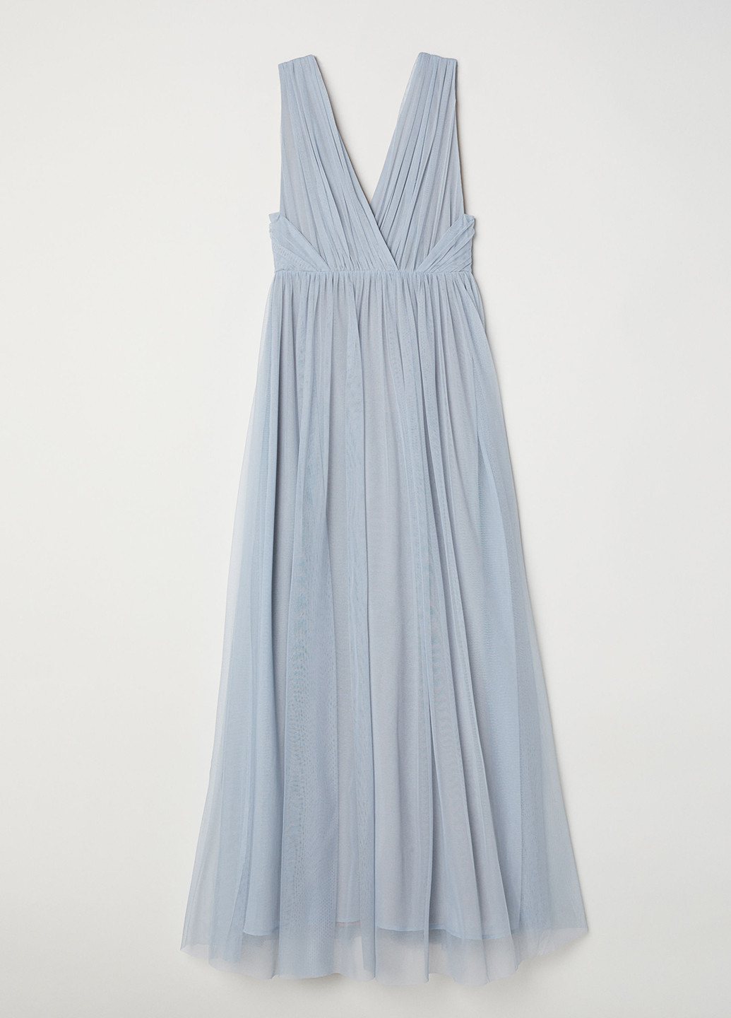 Светло-голубое вечернее платье плиссированное H&M в горошек