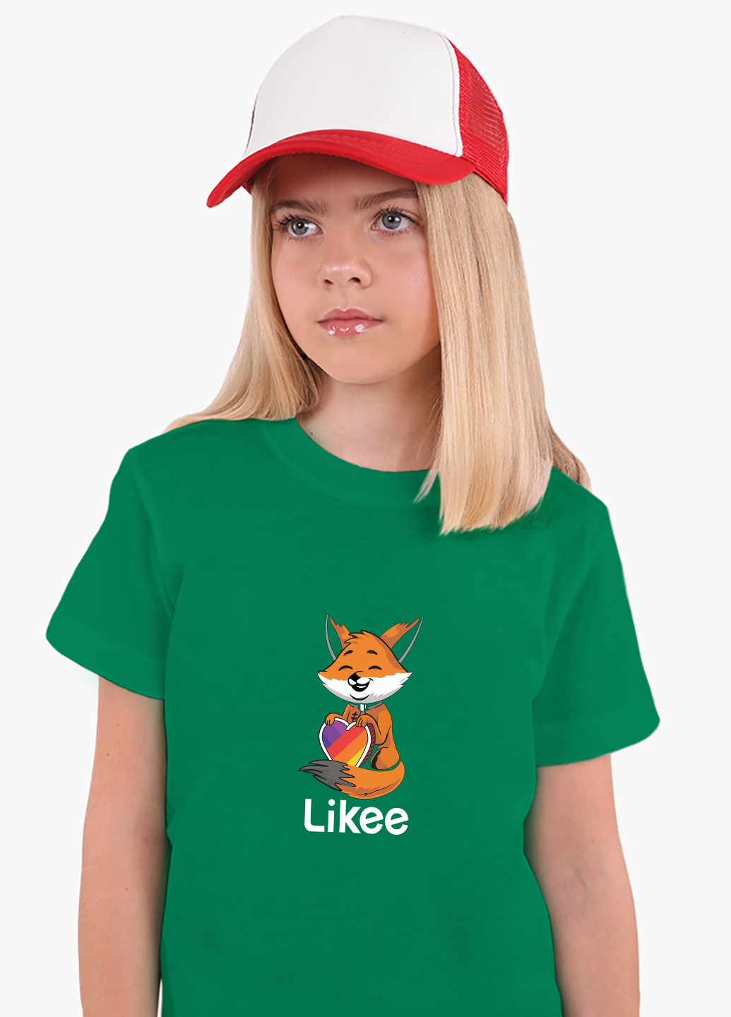 Зеленая демисезонная футболка детская лайк лисичка (likee fox)(9224-1033) MobiPrint