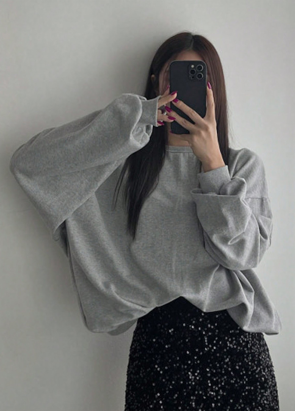 Серый свитшот SHEIN меланж с вырезами (329532777)