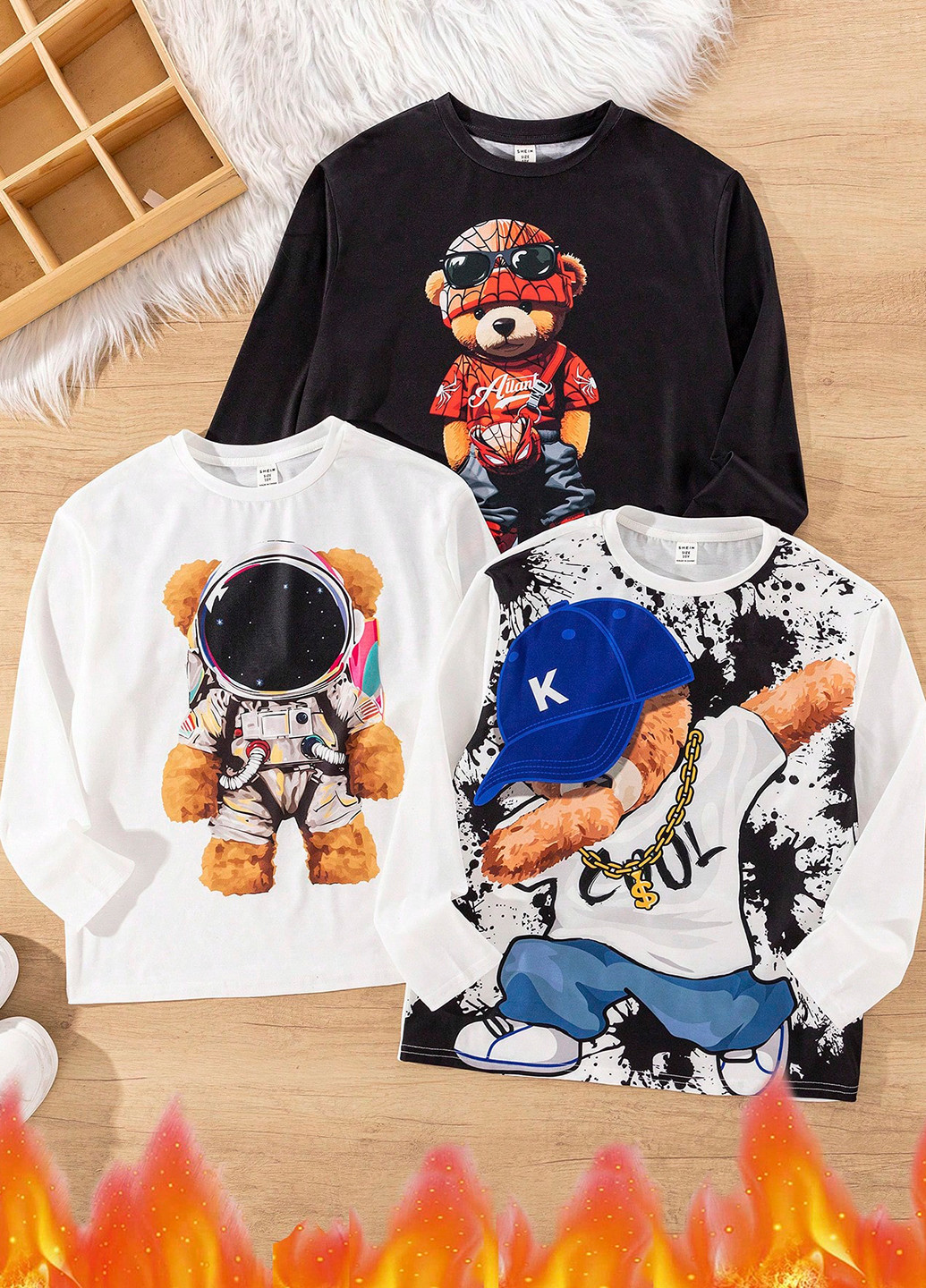 Разноцветный демисезонный кэжуал лонгслив SHEIN с рисунком