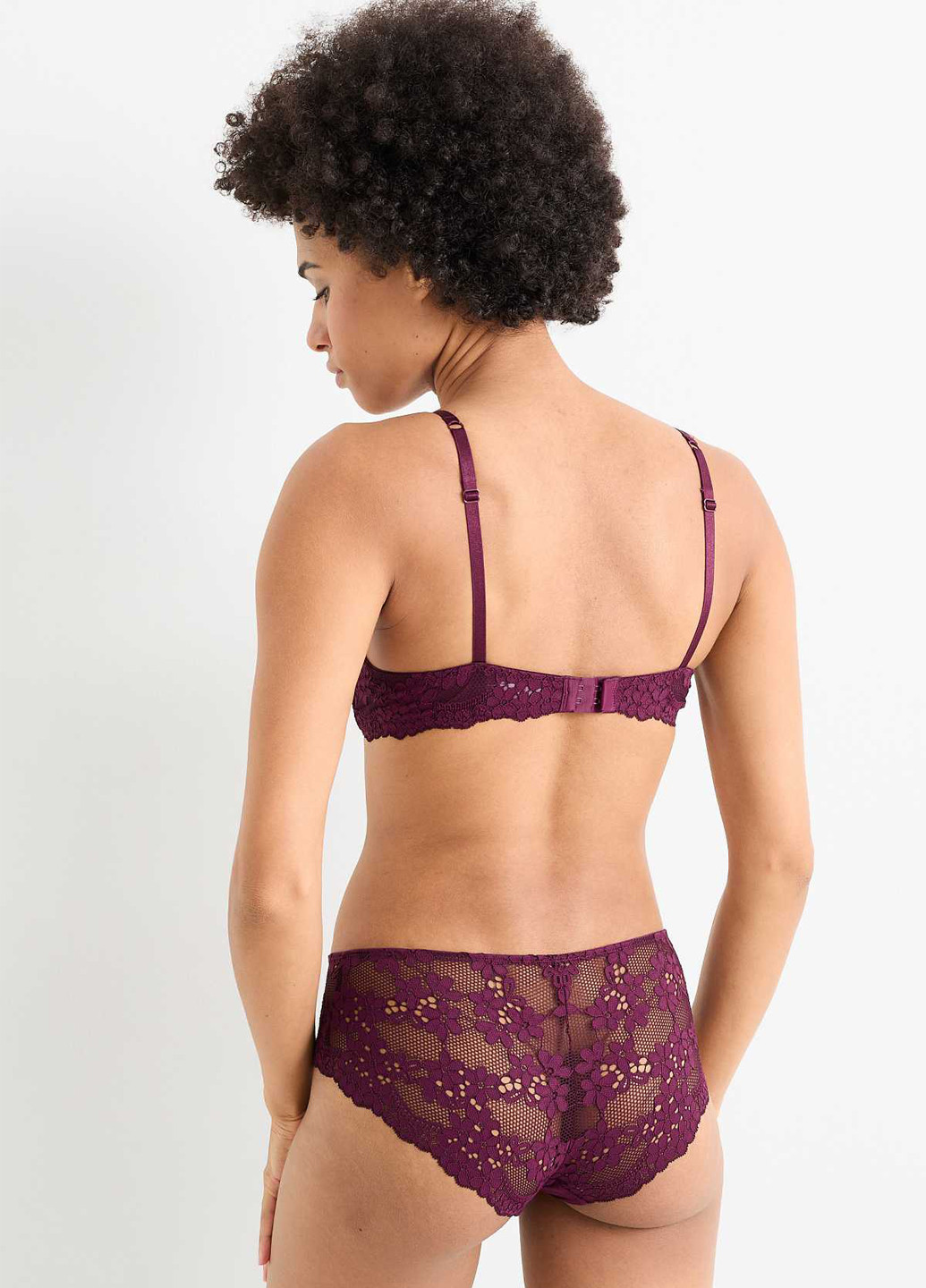Бордовий балконет бюстгальтер C&A з кісточками поліамід, мереживо