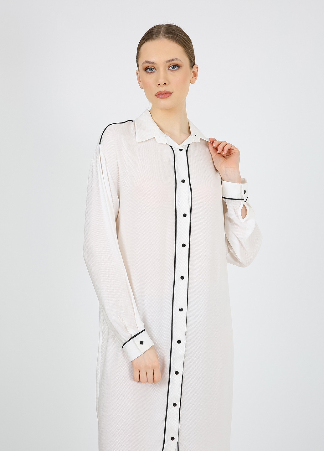 Белое кэжуал платье рубашка Casalini в полоску