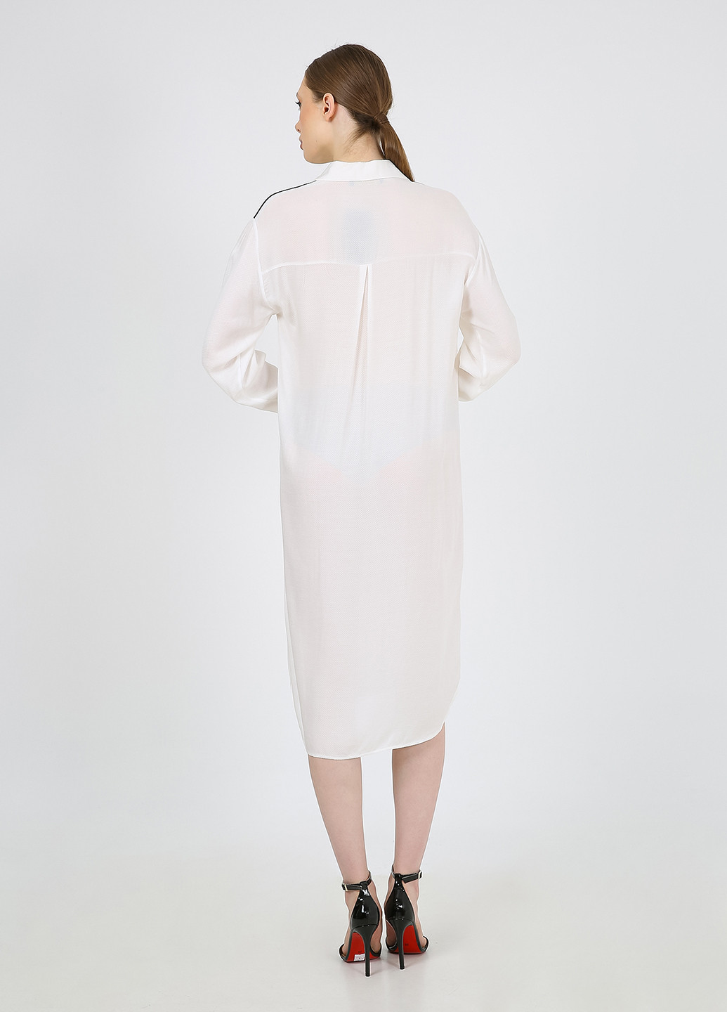 Белое кэжуал платье рубашка Casalini в полоску