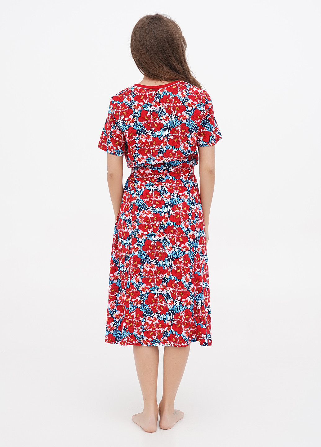 Комбинированное кэжуал платье платье-футболка Трикомир с цветочным принтом