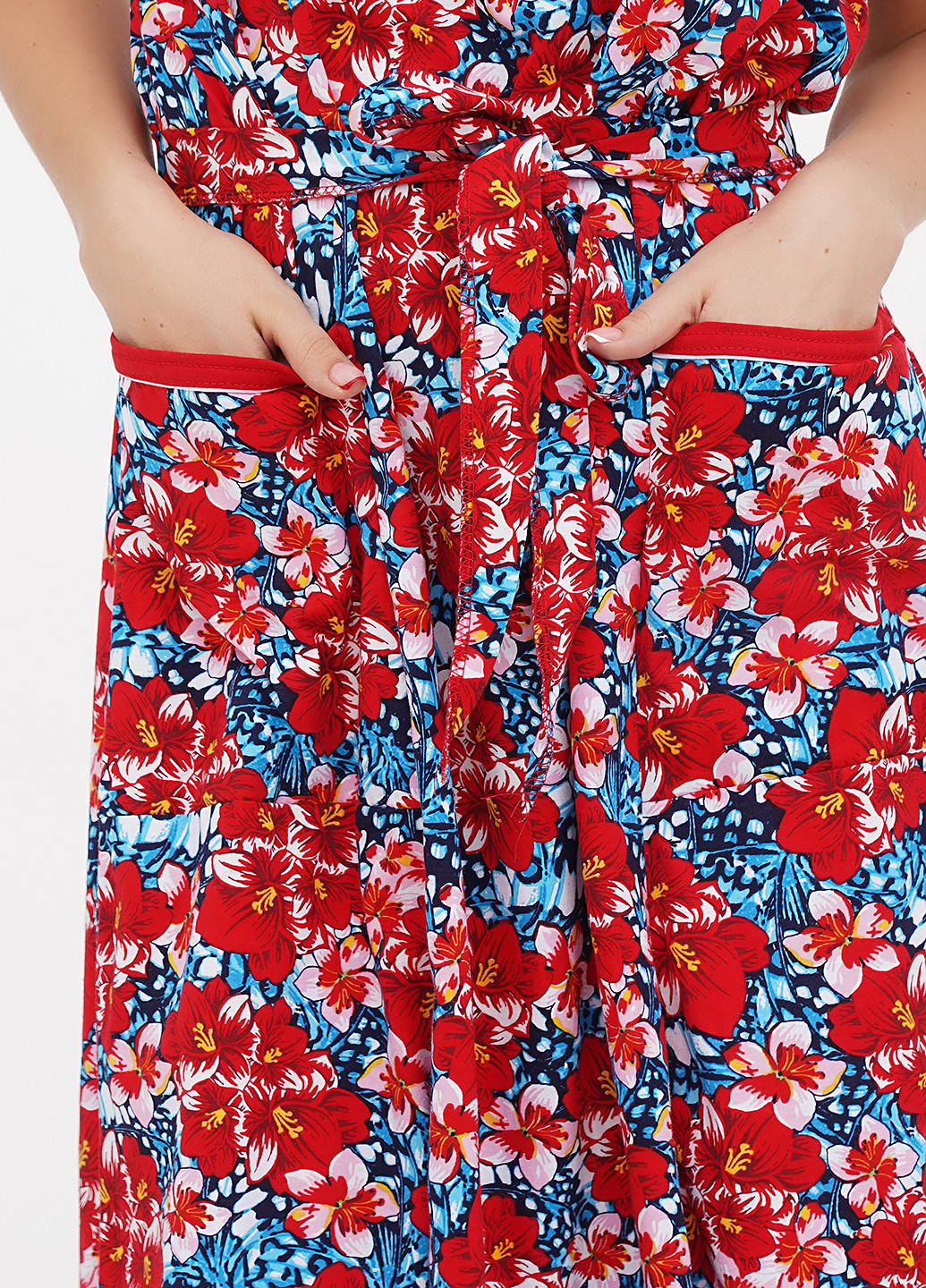 Комбинированное кэжуал платье платье-футболка Трикомир с цветочным принтом