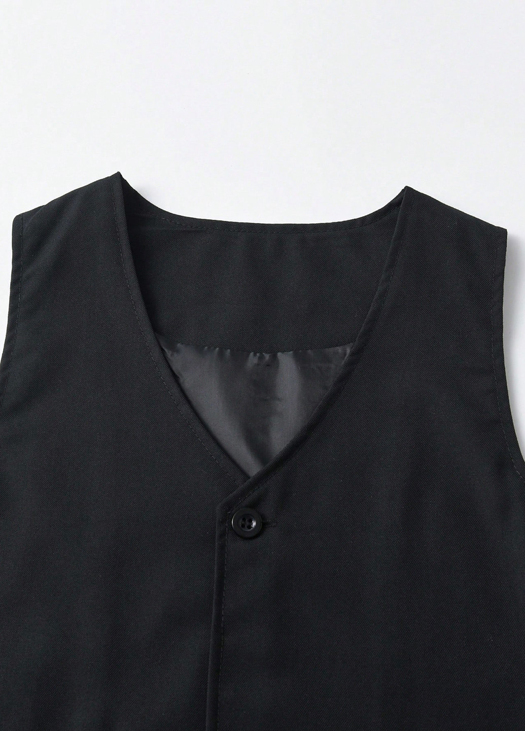 Чорний демісезонний костюм (піджак, сорочка, жилет, штани) з сорочкою, брючний SHEIN