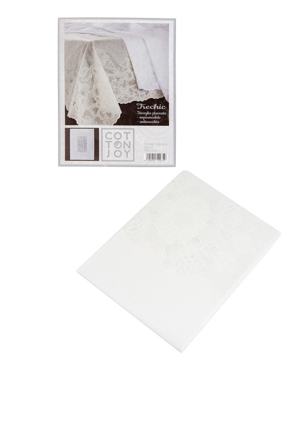 Скатерть, 90х90 см Cotton Joy орнамент белая