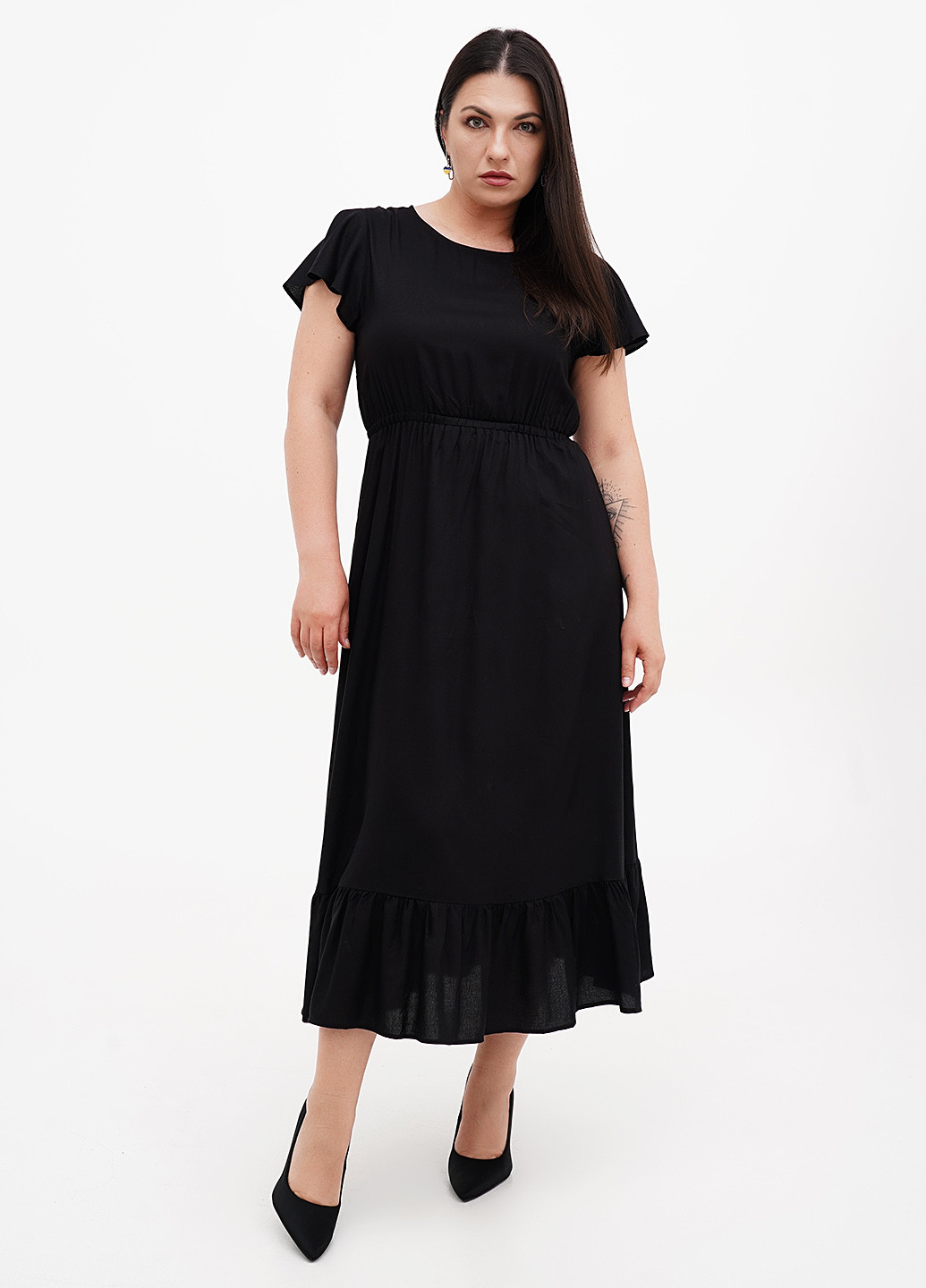 Черное кэжуал платье клеш Calliope однотонное