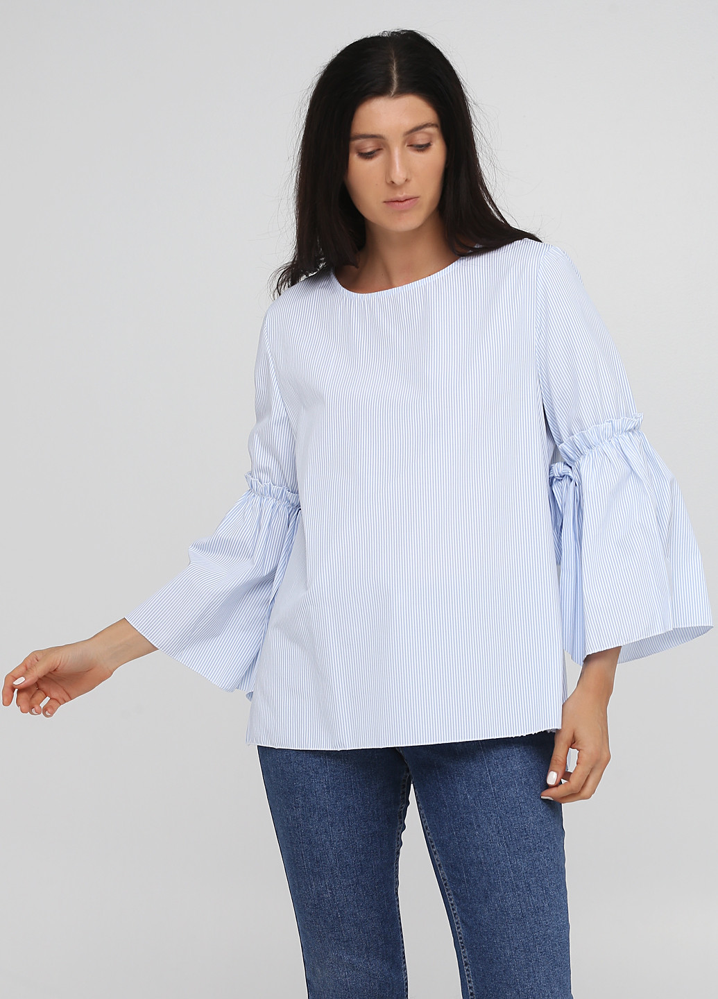 Голубой демисезонный комплект (блуза, жилет) Ilma