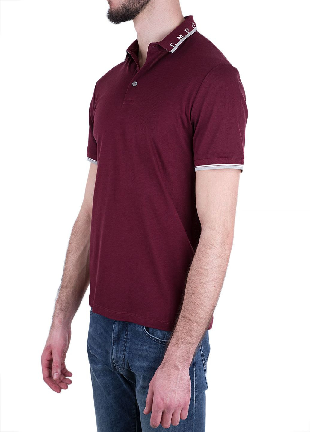 Бордовая футболка-поло для мужчин Emporio Armani однотонная