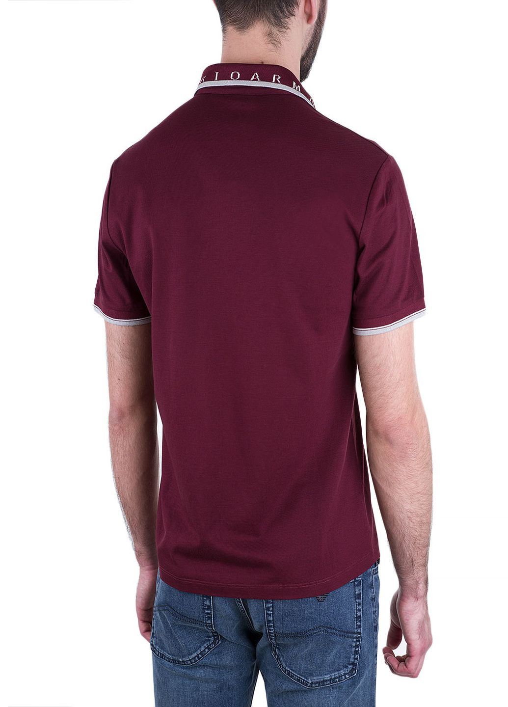 Бордовая футболка-поло для мужчин Emporio Armani однотонная