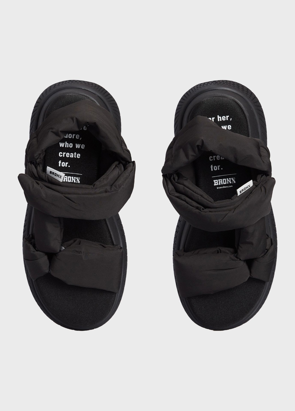 Черные босоножки Bronx на липучке с логотипом