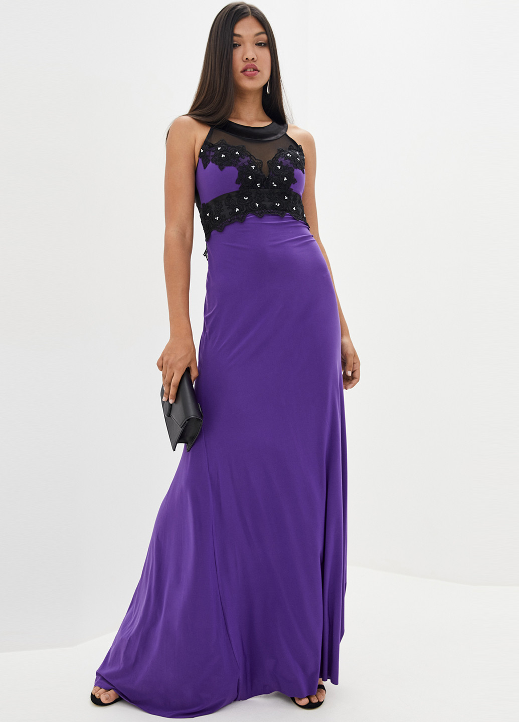 Фиолетовое вечернее платье клеш Luzana однотонное