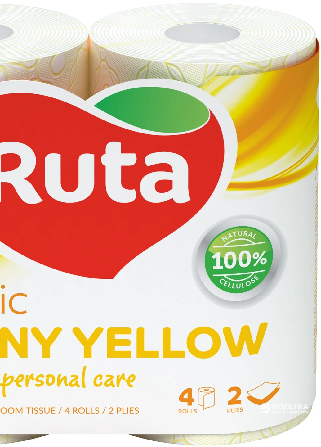 Туалетний папір Classic 170 відривів 2 шари 4 рулони Жовта Ruta (249162763)