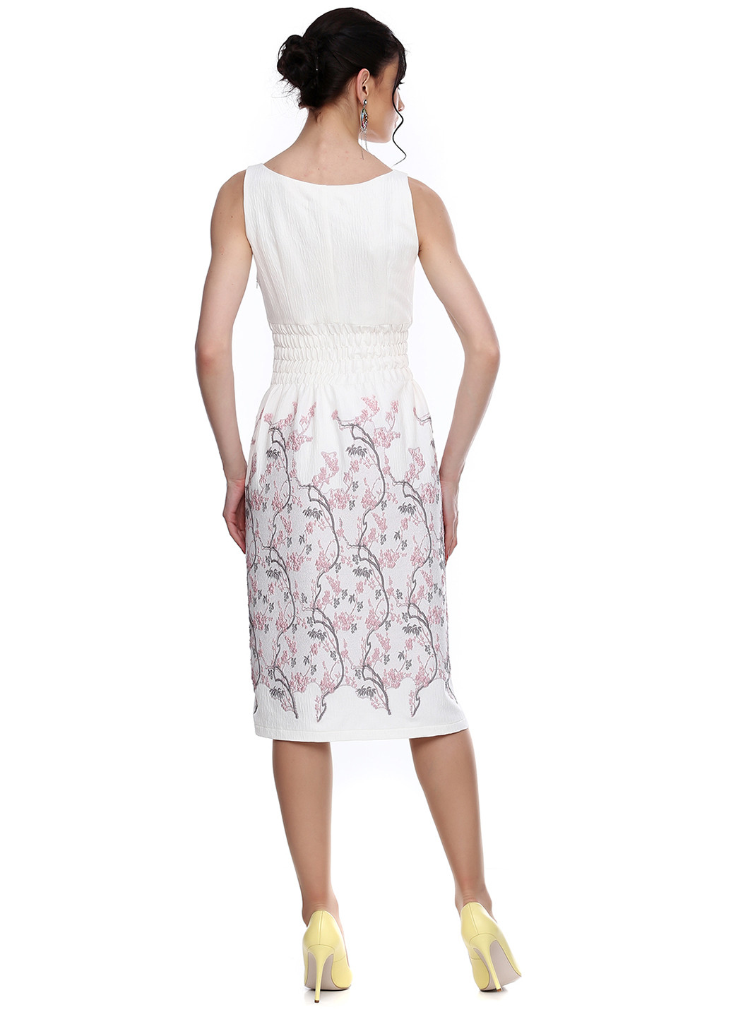 Білий коктейльна сукня кльош Iren Klairie з квітковим принтом