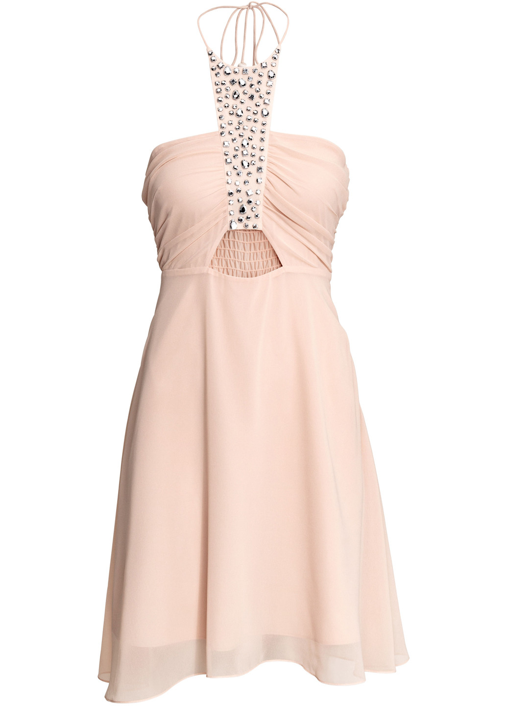 Пудровое коктейльное платье а-силуэт H&M однотонное