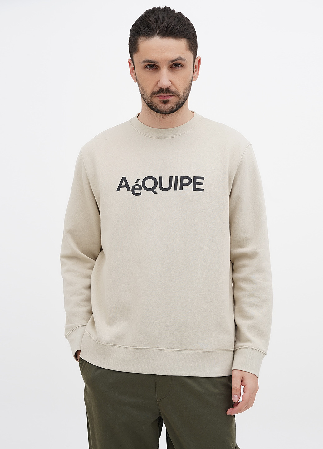 Світло-бежевий світшот H&M напис без декору (314854578)