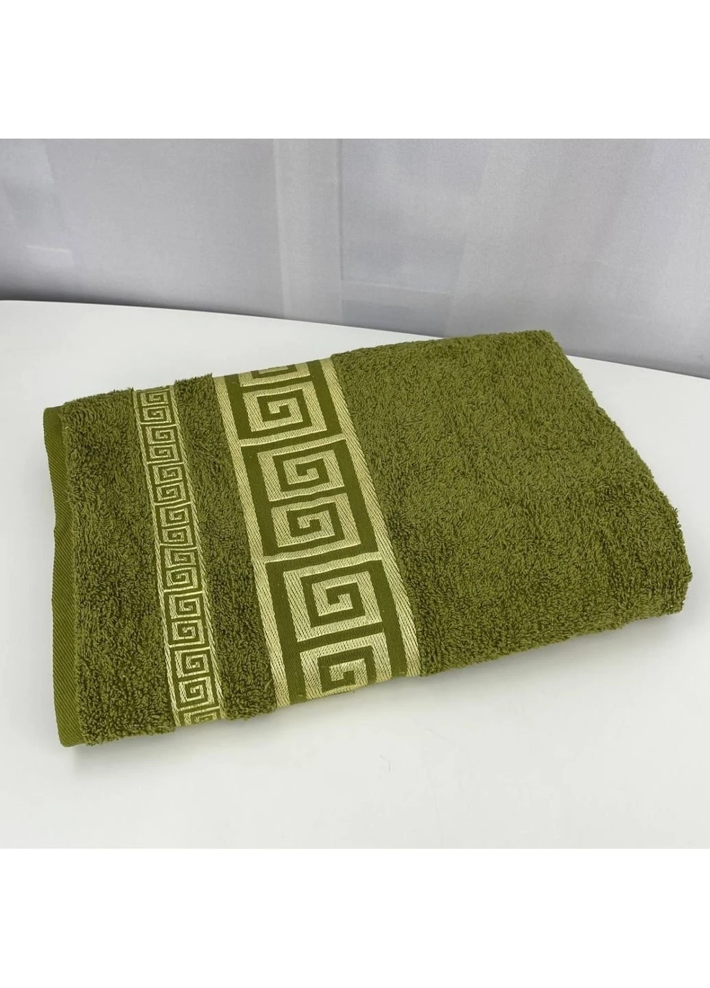 Полотенце банное махровое Febo Vip Cotton Турция 6337 хаки 70х140 см No Brand комбинированный