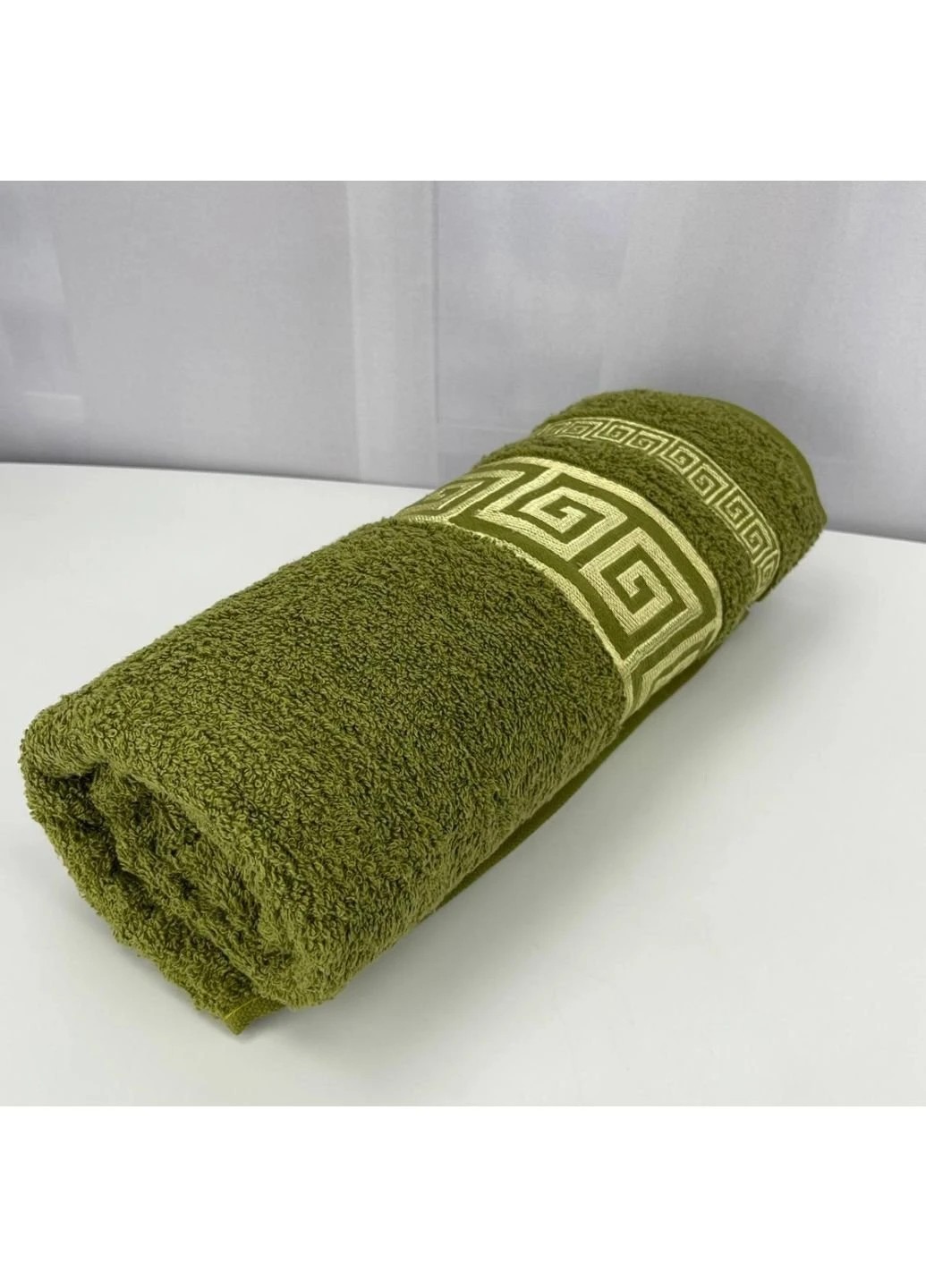 Полотенце банное махровое Febo Vip Cotton Турция 6337 хаки 70х140 см No Brand комбинированный
