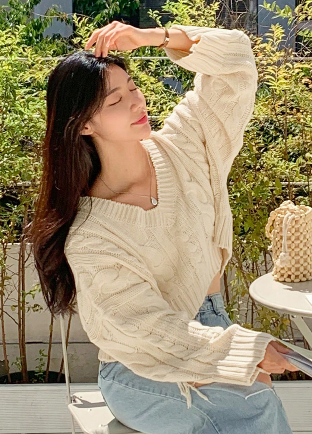 Кремовий демісезонний пуловер пуловер SHEIN