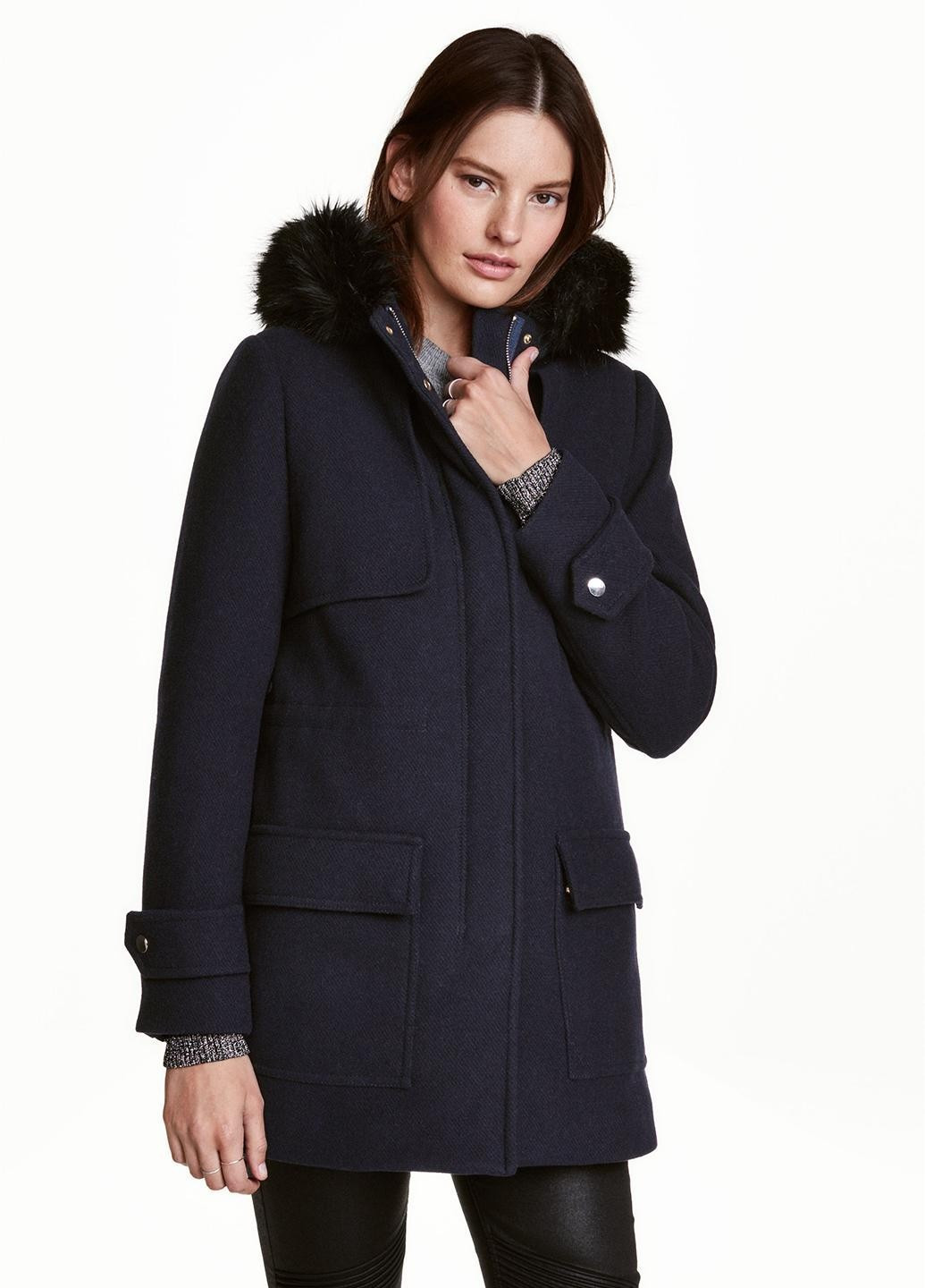 Темно-синє зимнє Пальто H&M