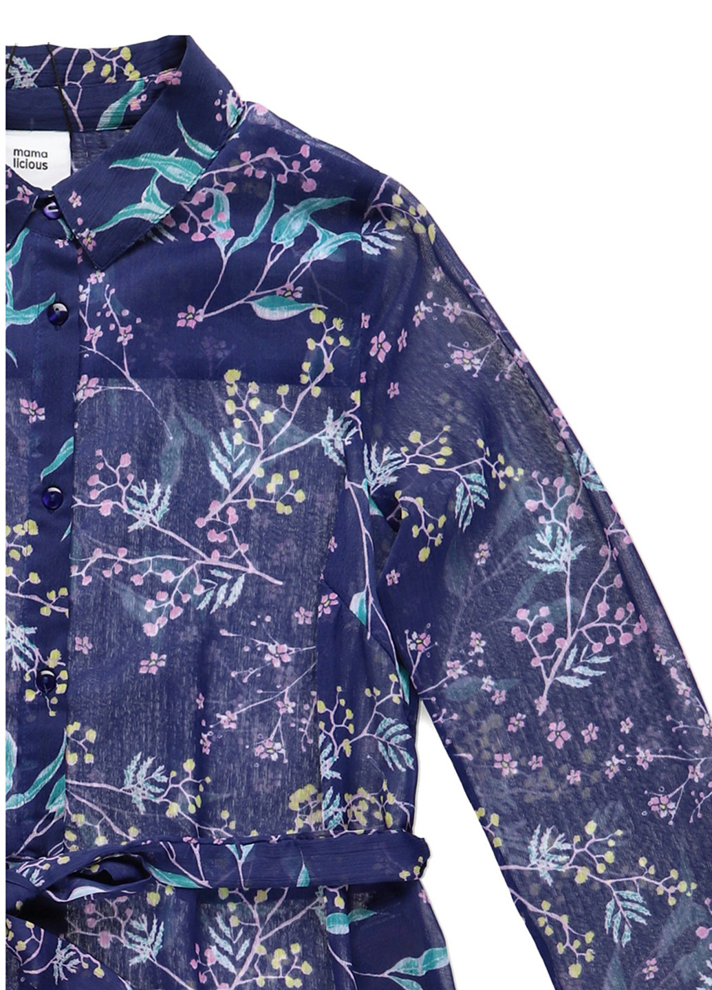 Синее кэжуал платье рубашка Mamalicious с цветочным принтом