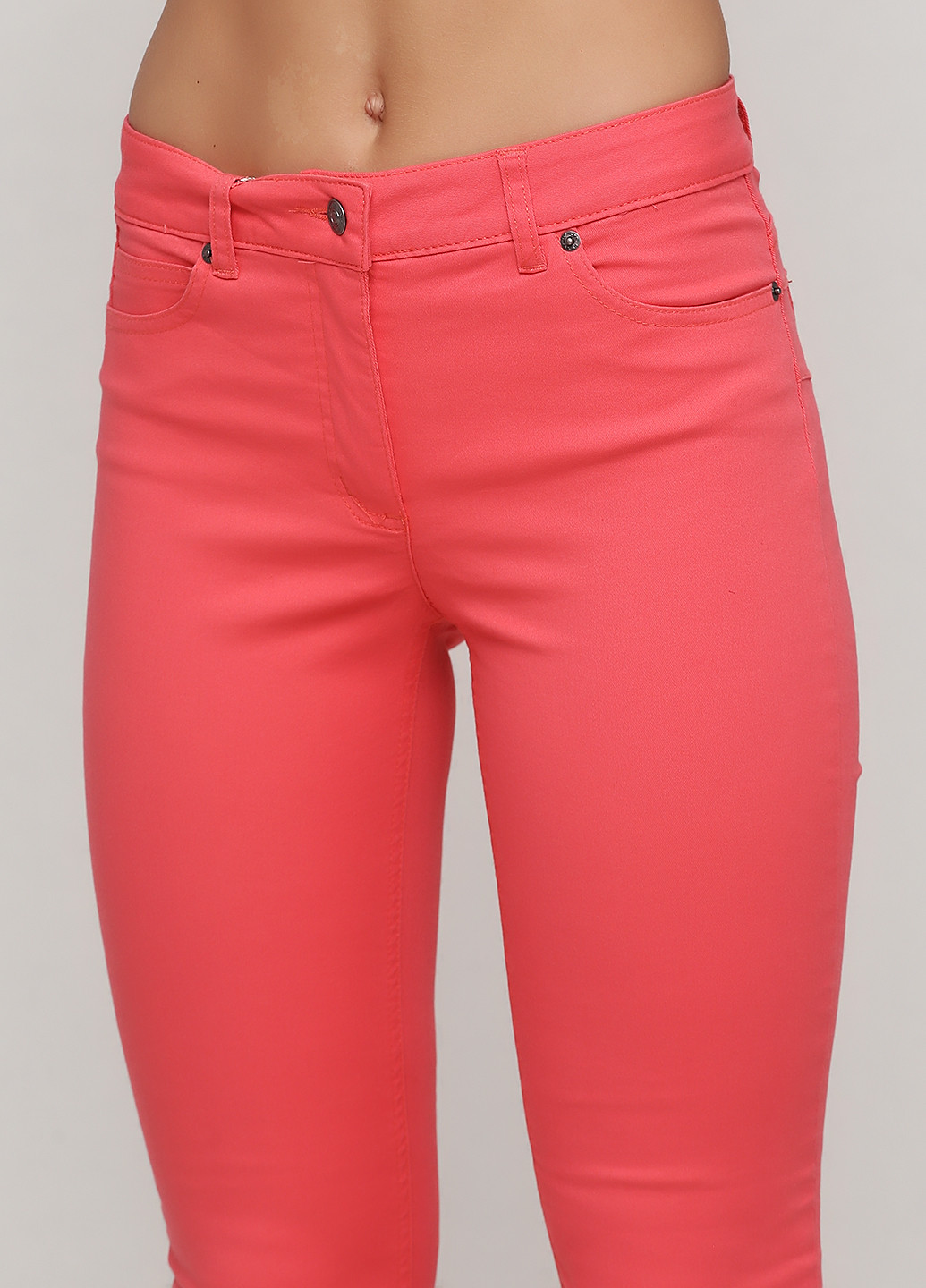 Штани Ashley Brooke завужені однотонні рожеві джинсові бавовна