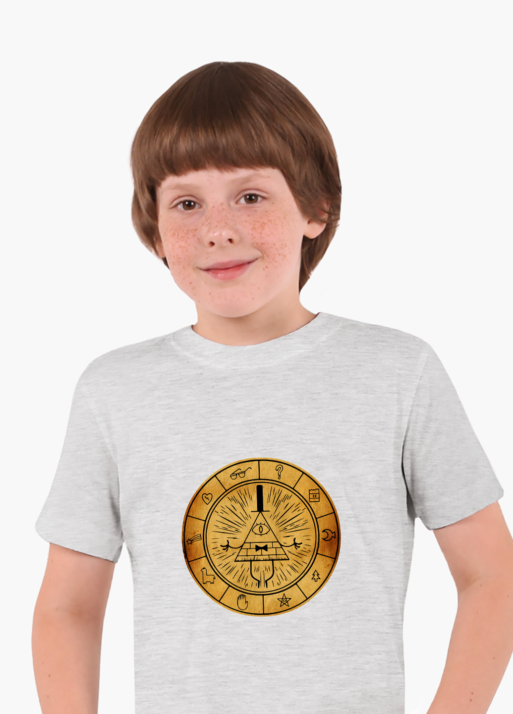 Світло-сіра демісезонна футболка дитяча білл шифр гравіті фолз (bill cipher gravity falls) (9224-2627) MobiPrint