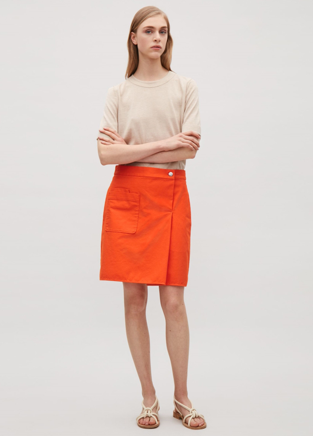 Оранжевая кэжуал однотонная юбка Cos мини