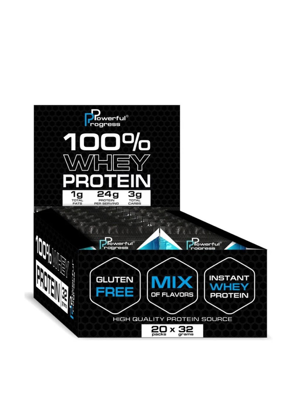 Протеїн для набору м'язової маси Whey Protein Instant MEGA BOX MIX, 20х32 г Powerful Progress (250612611)