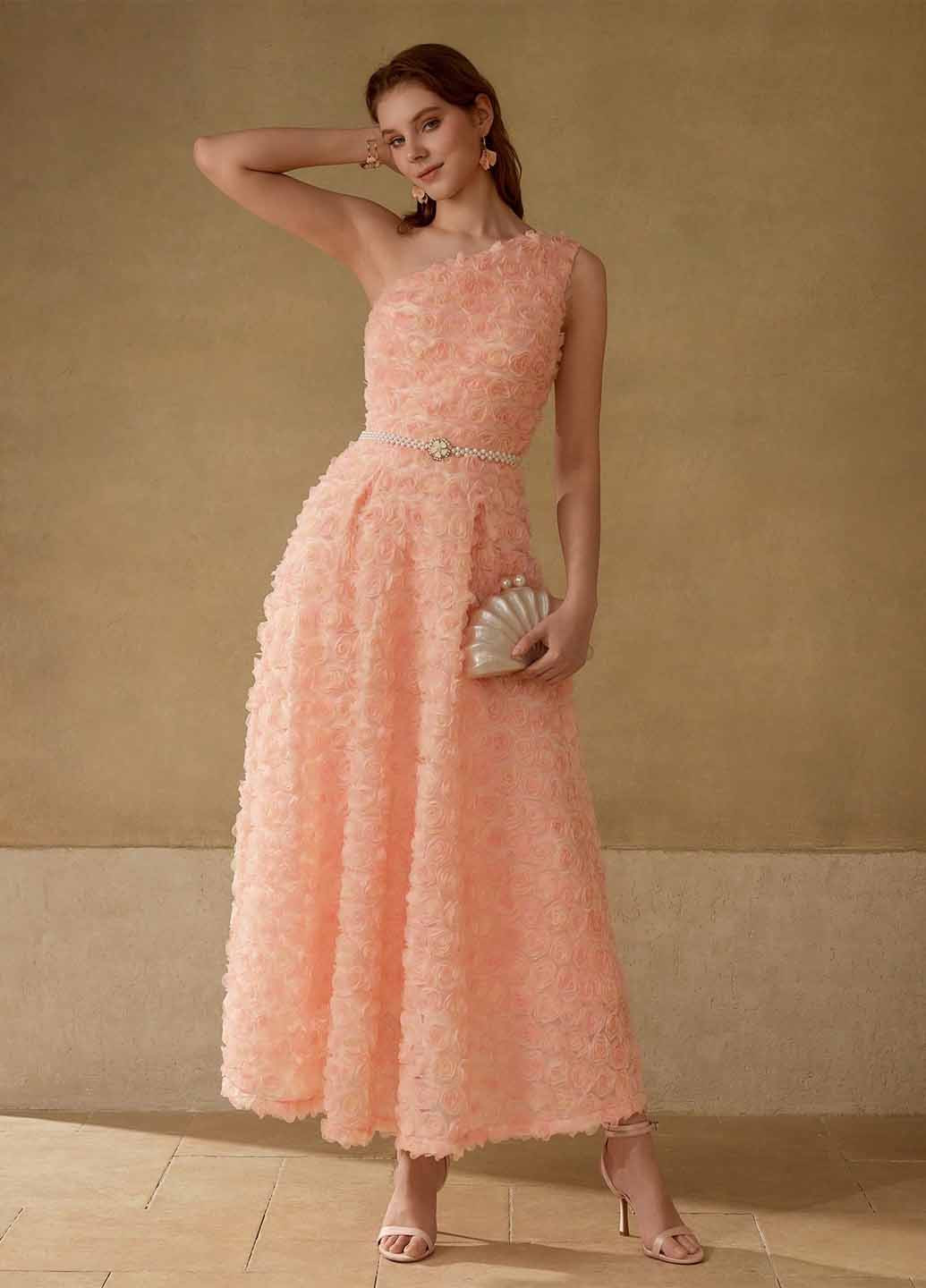 Коралова святковий, коктейльна, вечірня сукня з відкритими плечима SHEIN однотонна