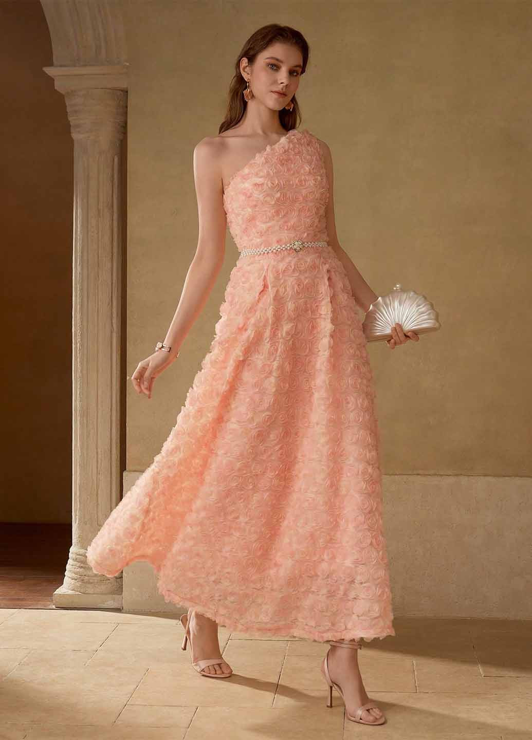 Коралова святковий, коктейльна, вечірня сукня з відкритими плечима SHEIN однотонна