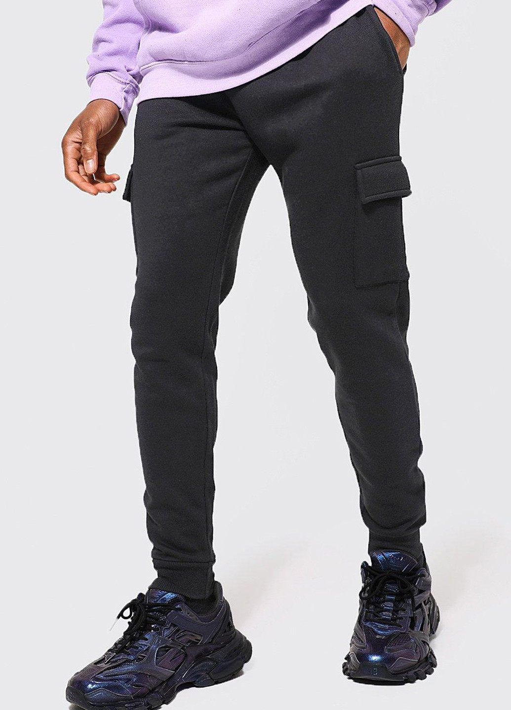 Черные спортивные демисезонные зауженные брюки Boohoo