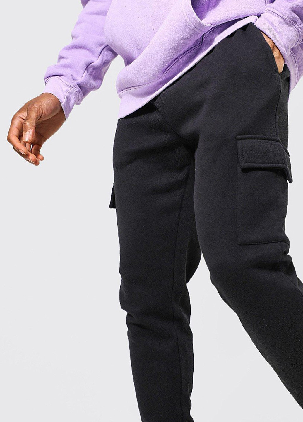 Черные спортивные демисезонные зауженные брюки Boohoo