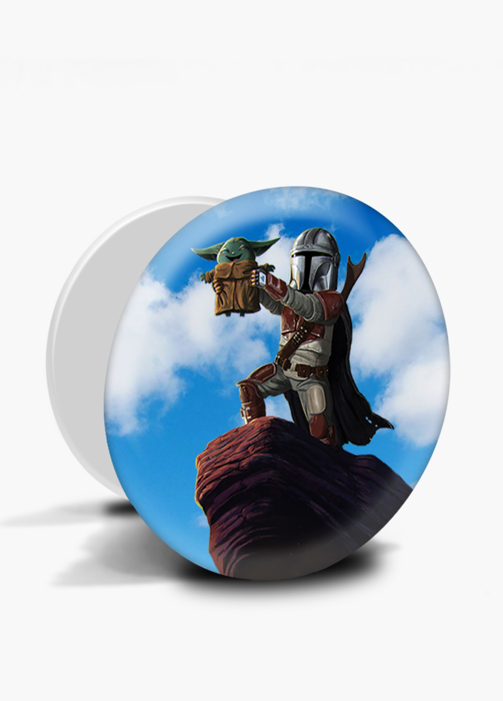 Попсокет (Popsockets) держатель для смартфона Мандалорец (The Mandalorian) (8754-1322) Черный MobiPrint (216748305)